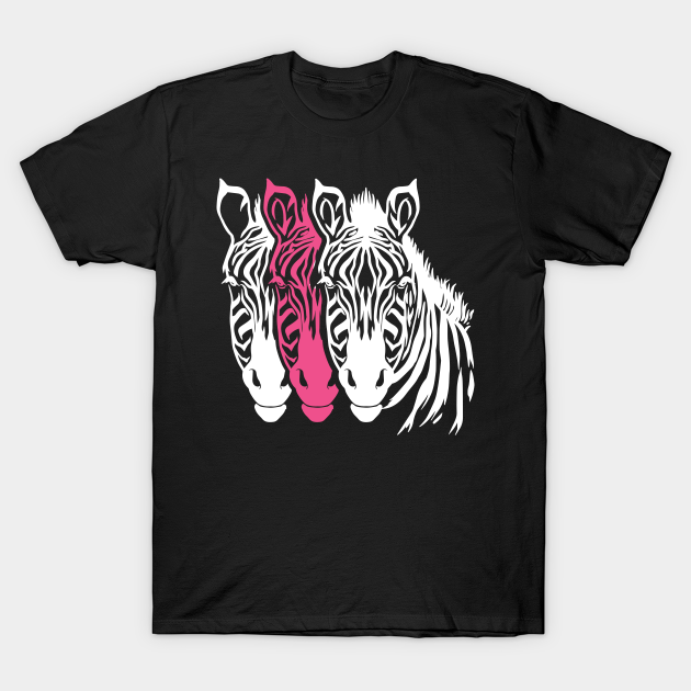 White And Pink Zebra Heads Striped Zebra Head TShirt TeePublic
